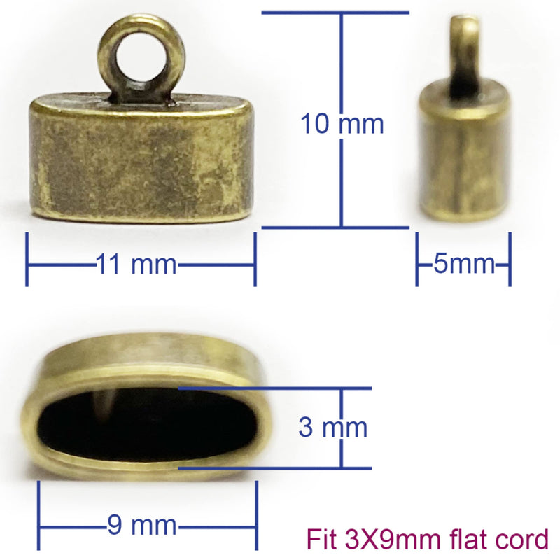 Heather's cf Flat Tibetan Necklace Flat Bronze Cord Crimp End Caps Jewelry Findings and Supplies 50 pcs Brass - NewNest Australia