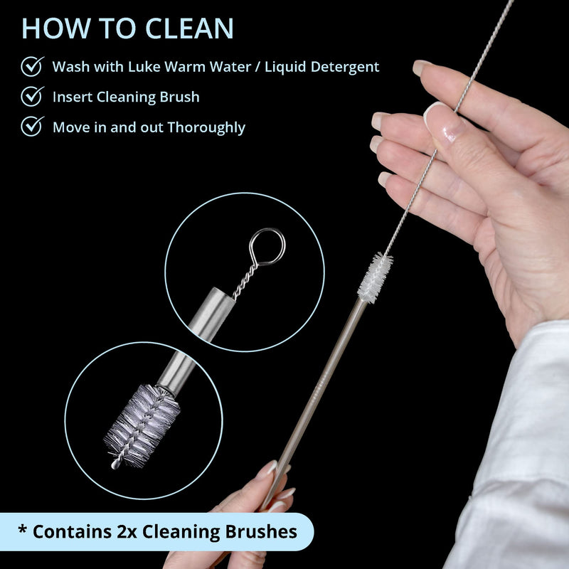 Set of 8 Metal Straws Drinking (4 Straight + 4 Bent + 2 Cleaners), 8.5” Eco-Friendly Reusable Straws FDA BPA Free Stainless Steel Drinking Straws for Tumbler, Cocktail with Travel case (Silver) - NewNest Australia