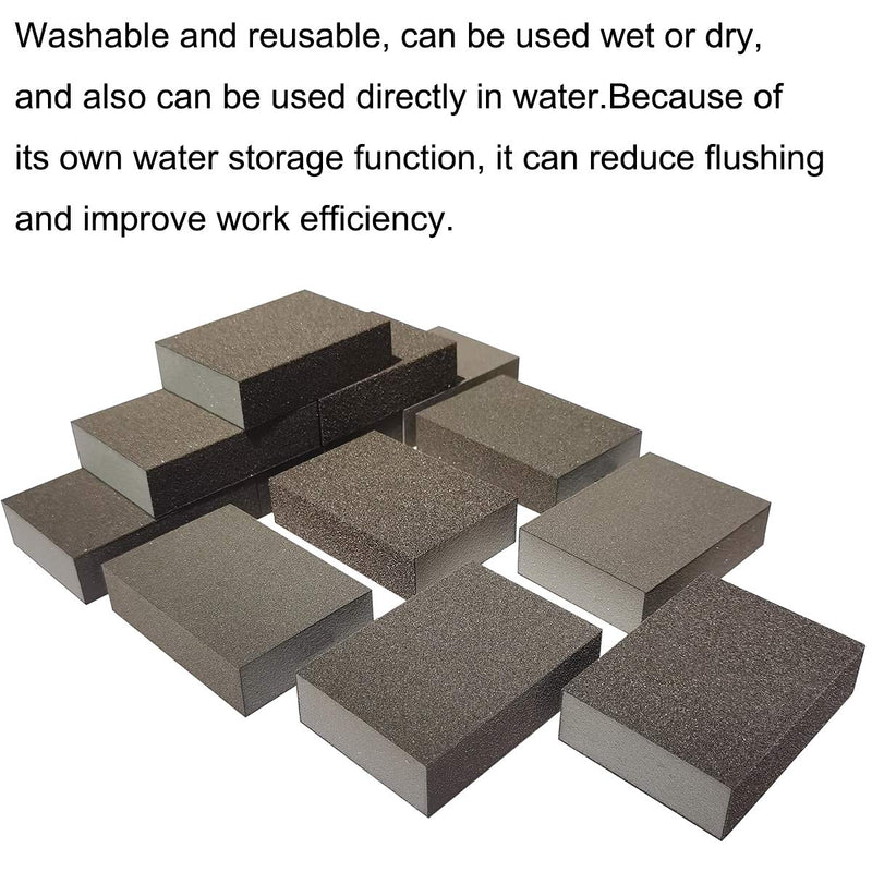 Tonmp 12 Pack Sanding Sponges - Coarse/Medium/Fine/Superfine 6 Different Specifications Sanding Blocks Assortment for Drywall/Meta/Woodl - NewNest Australia