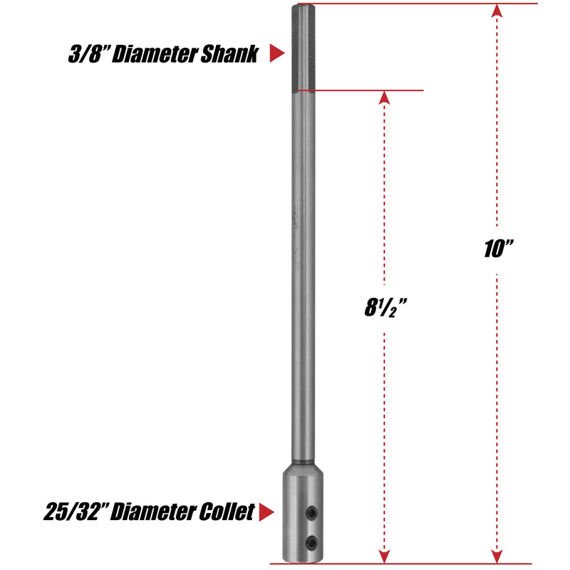 Fulton 10 inch Long Forstner Bit Extension for Adding Over 8" of Drilling Depth to Your Forstner Bit Ideal for Wood Turners Furniture Carpentry and Construction (3/8 inch Collet) - NewNest Australia