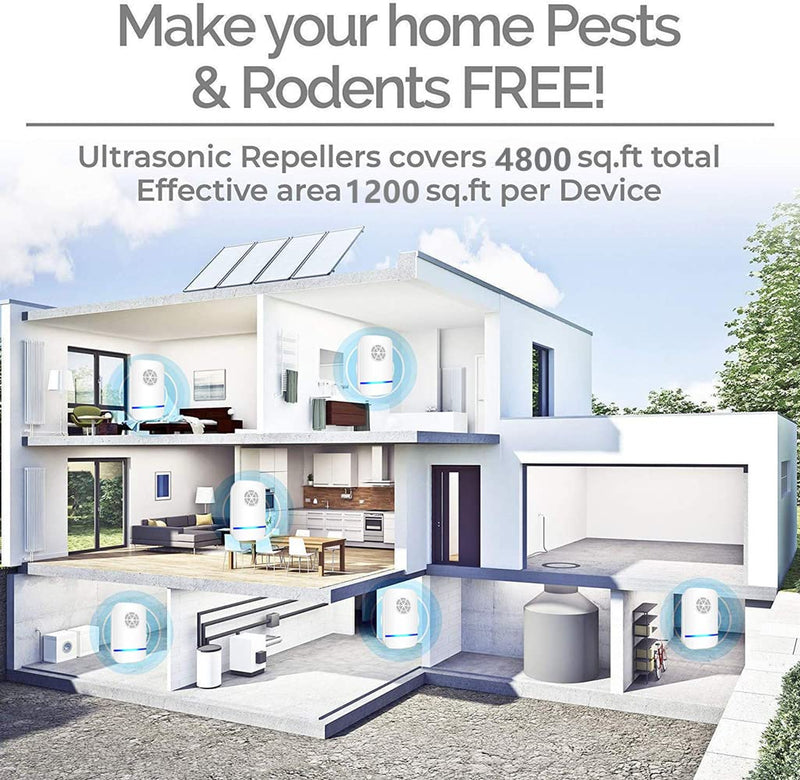 EcoMyLife Ultrasonic Pest Repeller 4 Pack, Insect Control, Spider Repellent, Plug in Indoor Mouse Deterrent, Anti Moths, Ants, Bed Bugs, Fleas, Cockroaches, Flies, Spider, Wasp Classic Style 4 Pack - NewNest Australia