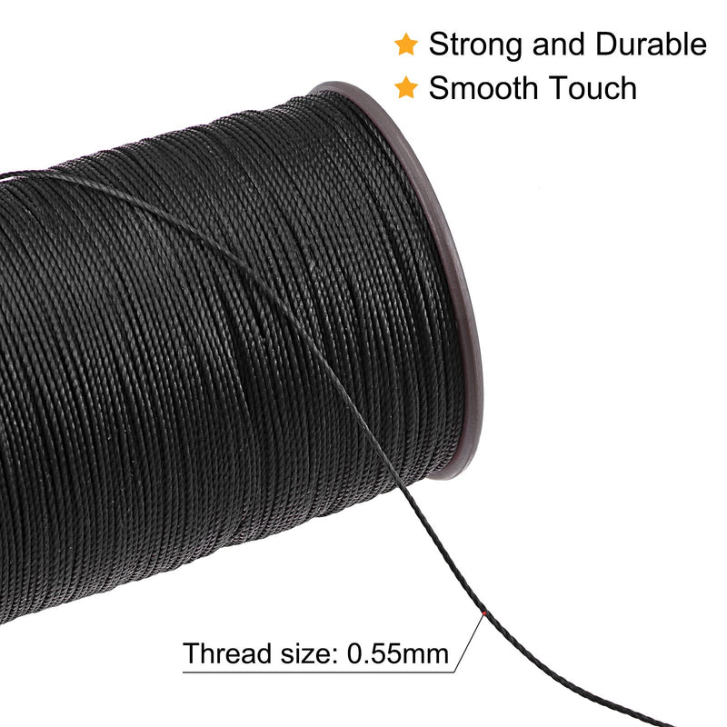 uxcell Thin Waxed Thread 137 Yards 0.55mm Dia Polyester Wax-Coated String Cord for Machine Sewing Embroidery Hand Quilting Weaving, Black - NewNest Australia