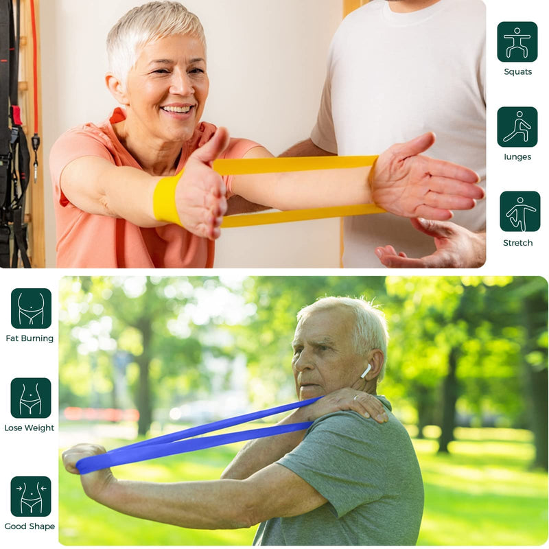 5 Exercise Bands Resistance Bands Set Elastic Bands Workout Loop Band of 5, 100% Natural Latex, for Men Women for Fitness Chest Expanding Arm Leg Yoga Pilates Physio Therapy Rehabilitation Mixed - NewNest Australia