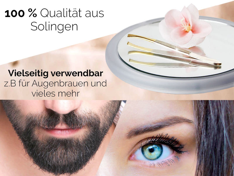 Slicker Tweezers From Solingen, Made In Germany, Eyebrow Tweezers For Face Care For Plucking Eyebrows, Beard Hair Or Small Hairs For Men And Women (Oblique/Gold-Plated) - NewNest Australia