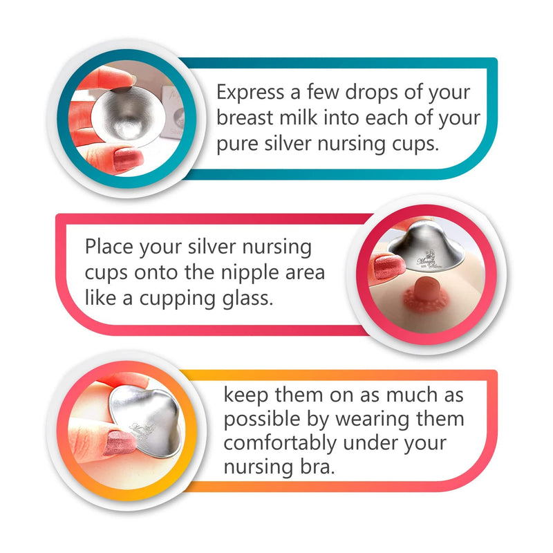 The Original Silver Nursing Cups - Nipple Shields for Nursing Newborn - Newborn Essentials Must Haves - Nipple Covers Breastfeeding - 925 Silver (2 Count (Pack of 1)) 2 Count (Pack of 1) - NewNest Australia