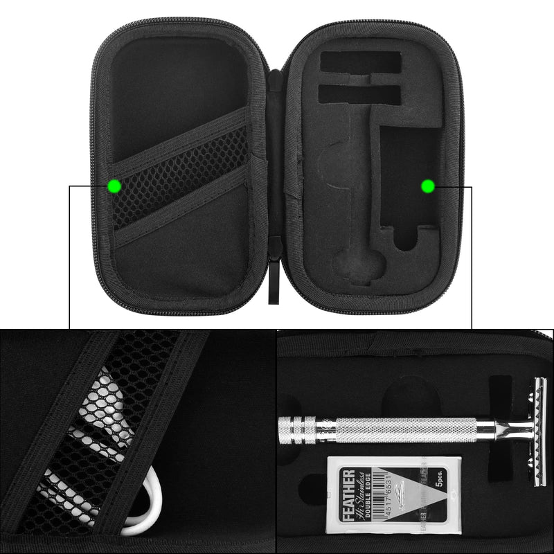 Linkidea Hard Travel Case Compatible With Vikings, Mercury, Shaving Revolution Double Edge Razor, Storage Box Organizer For Safety Razor And Razor Attachments (Lychee Vegan Leather) - NewNest Australia
