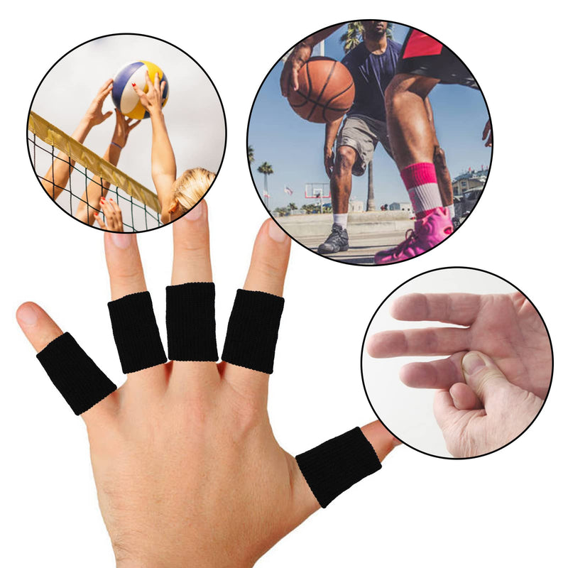 10 PCS Finger Sleeves, Thumb Splint Brace Elastic Finger Support Brace Protector Tape Breathable for Pain Relief Arthritis Trigger Basketball Baseball Compression Protector, Black - NewNest Australia