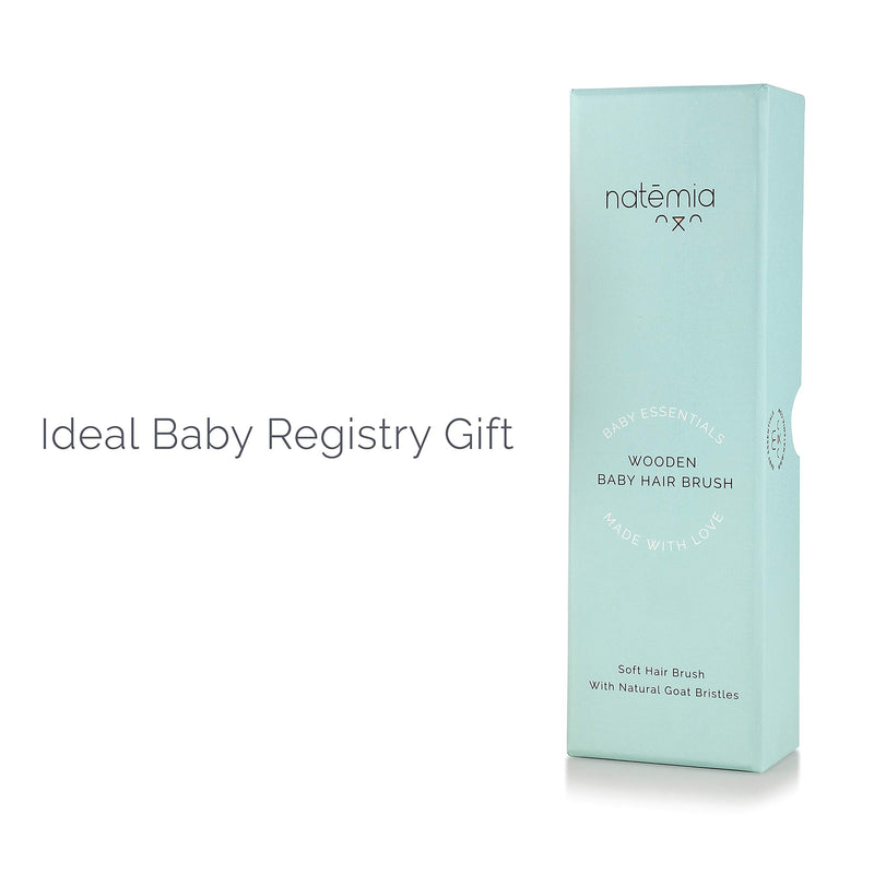 Natemia Quality Wooden Baby Hair Brush for Newborns & Toddlers | Natural Soft Goat Bristles | Ideal for Cradle Cap | Perfect Baby Registry Gift - NewNest Australia