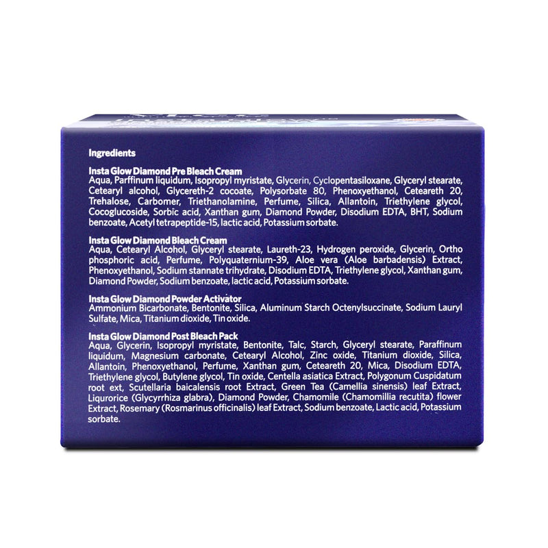 VLCC Insta Glow Diamond Bleach With Diamond (Ash) for Sparkling Fairness Also Contain Re Bleach Cream & Post Bleach Pack 60 Gram by VLCC - NewNest Australia