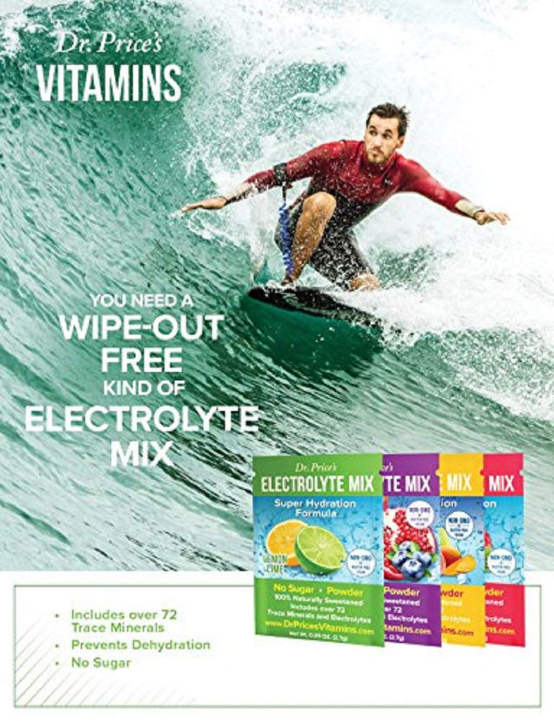 Dr. Price's Vitamins Electrolyte Mix Supplement Powder, 72 Trace Minerals, Potassium, Sodium, Electrolyte Replacement Keto Drink | Lemon-Lime 30 Packets | No Sugar, Keto, Vegan, Non-GMO, Gluten-Free - NewNest Australia