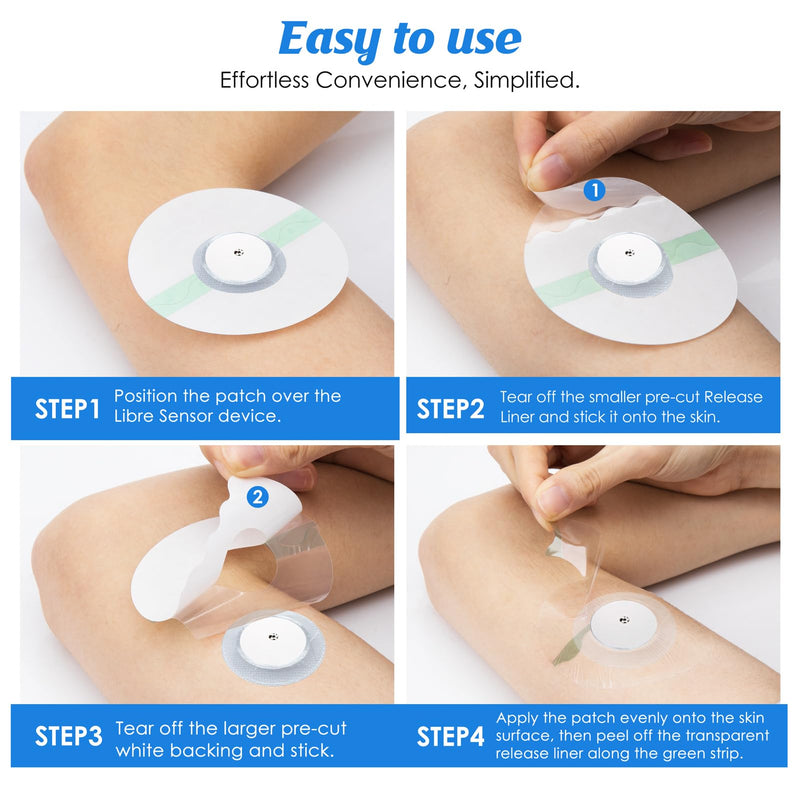 Youshares Pack Of 40 Plasters For Freestyle Libre 2, Waterproof, Breathable And Skin-Friendly, Freestyle Libre 1 & 2 Plasters, Plasters For Swimming And Bathing - Transparent - NewNest Australia