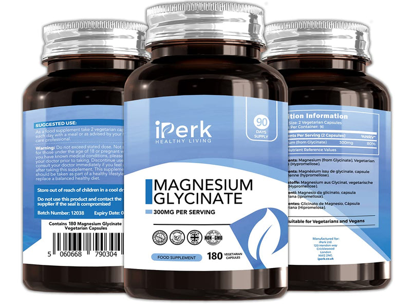 Magnesium Glycinate Capsules Provide 300 mg of Pure Elemental Magnesium Per Serving 180 Vegan Caps | Magnesium Supplement Non GMO, Dairy & Gluten Free - NewNest Australia