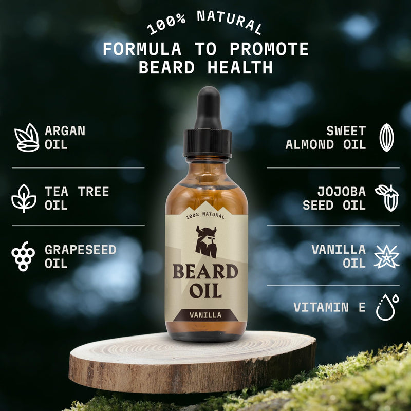 Striking Viking Vanilla Beard Oil (Large 2 oz.) - 100% Natural Beard Conditioner with Organic Argan and Jojoba Beard Oils with Vanilla Scent - Softens, Moisturizes and Strengthens Beard Growth Vanilla - NewNest Australia