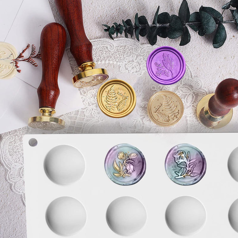 Silicone Mat Pad for Wax Seal Stamp,24 Cavity Wax Sealing Mat Pad with 50 Pcs Removable Double-Sided Adhesive Sticky Dots for DIY Craft Adhesive Waxing Sealing Wax Seal Stamp Stickers - NewNest Australia