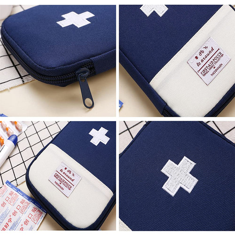 Pack Of 2 Medicine Bag, Mini First Aid Bag, Empty, Portable Mini First Aid Kit, Emergency Bag, For Emergency Situations At Home, Office, Travel, Hiking, Camping (Blue, Pink), Small - NewNest Australia