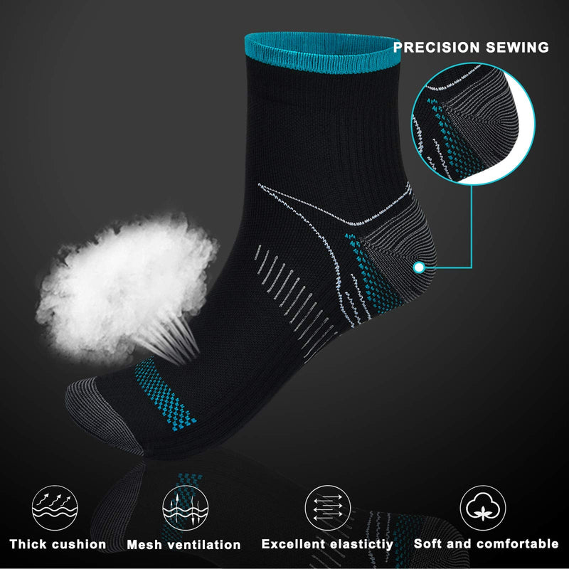 7 Pairs Compression Socks for Men & Women, Ankle Socks 8-15mmHg, Comfortable Breathable Plantar Fasciitis Compression Socks, Fit for Running & Fitness, Travel & Flight, Pregnancy Black S-M - NewNest Australia