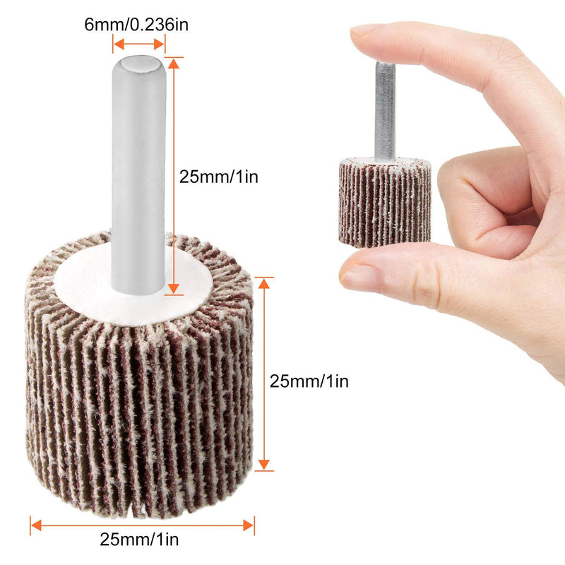 1" x 1" x 1/4" Shank Mounted Flap Wheels, 80 Grit Aluminum Oxide Mounted Abrasive Grinding Tool - 10 Pack - NewNest Australia