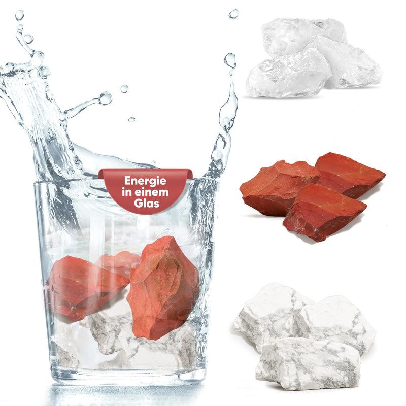 PURAJA Gemstone Water Fit & Vital Blend | Premium healing stone set for water treatment: magnesite, red jasper, rock crystal | Water stones for drinking water 250 g (pack of 1) - NewNest Australia