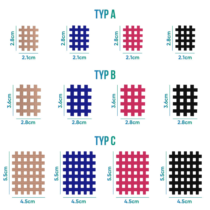 Medi-Tape Grid Tape Pack Of 170 - Grid Plasters, High-Quality Acupuncture Plasters - Cross Tape Pain Points Or As Scar Plasters, Self-Adhesive And Versatile (Big Mix Type A/B/C) - NewNest Australia