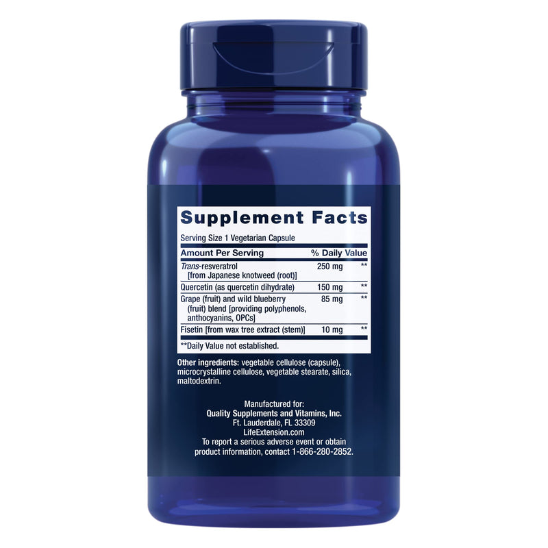 Life Extension Optimized Resveratrol - For Heart Health & Longevity - Helps Maintain Healthy Glucose Levels - With a Grape & Wild Blueberry Fruit Blend - Gluten-Free, Non-GMO - 60 Vegetarian Capsules 60 Count (Pack of 1) - NewNest Australia
