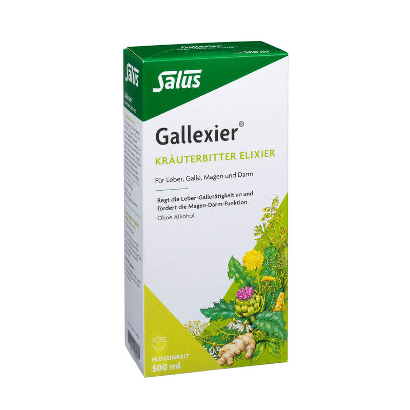 Salus Gallexier Herbal Bitter Elixir - 1 X 500 Ml Liquid - Over-The-Counter Medicine - For Liver, Bile, Stomach And Intestines - Promotes Gastrointestinal Function - Alcohol-Free - NewNest Australia