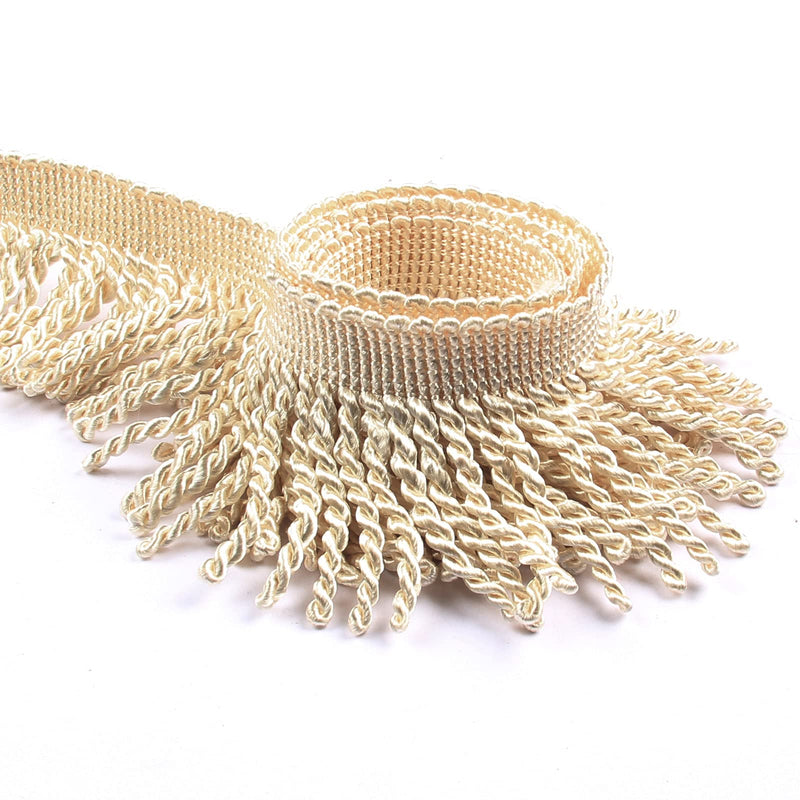 HedongHexi Curtain Fringes Bullion Fringe Trim 5 Yard x 2.5 Inches Fabric Trims Sewing DIY Decoration for Curtain Sofa Clothes (Beige, 5 Yard) beige - NewNest Australia
