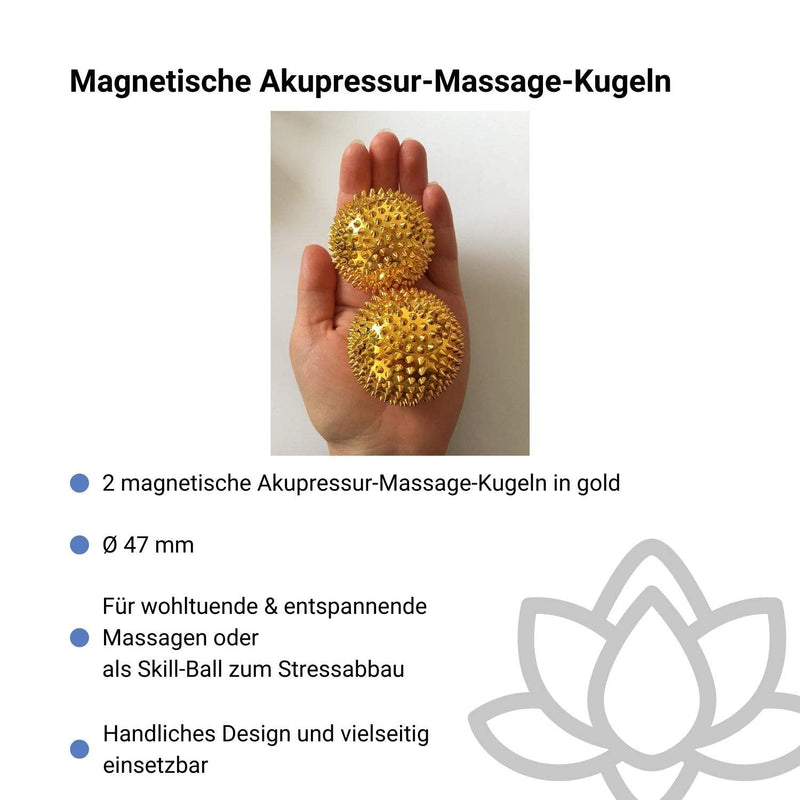 Chi-Enterprise - Two Magnetic Massage Balls - Small | Fascia Balls For Self-Therapeutic Acupressure Treatment | Contents: 2 Hedgehog Balls In Gold, Each 47 Mm Diameter And 228 Acupressure Needles - NewNest Australia