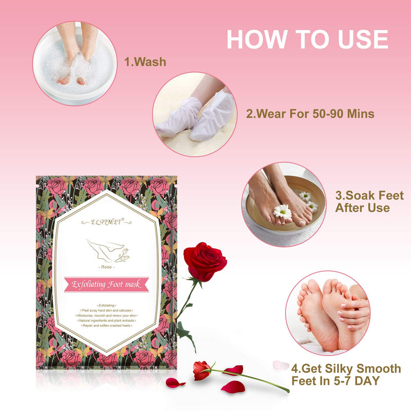 3 Pack Foot Peel Mask, Foot Peel Mask for hard skin, Remove callus peel and dead skin foot mask, Foot remover membrane suit, foot peeling mask Peeling Care (Rose) Rose - NewNest Australia