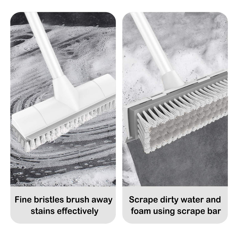 BOOMJOY Floor Scrub Brush with Long Handle -50" Stiff Brush, 2 in 1 Scrape and Brush,Tub and Tile Brush for Cleaning Bathroom, Patio, Kitchen, Wall and Deck Gray - NewNest Australia