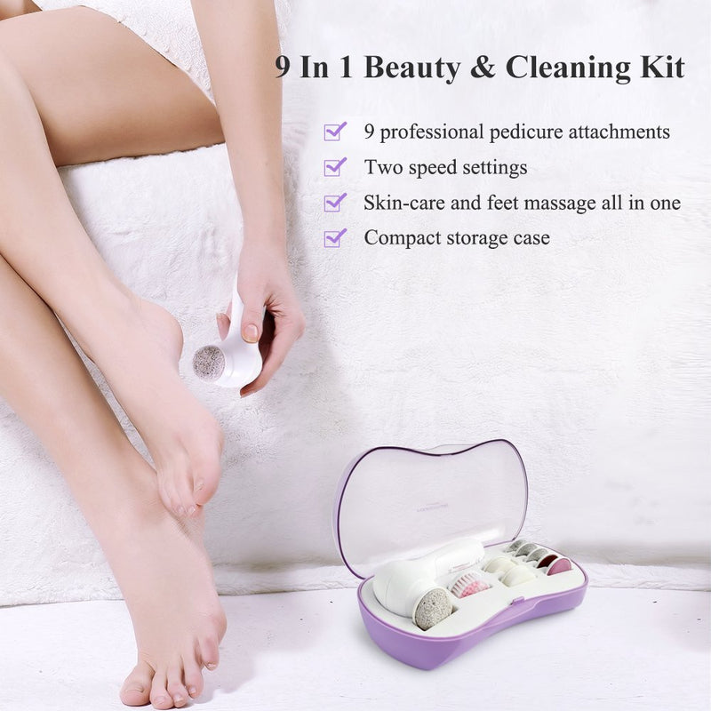 TOUCHBeauty TB-0601B 9 in 1 Electric Callus Remover Foot Hard Skin Remover Manicure and Pedicure Set Two Speed Seting Battery Operated - NewNest Australia