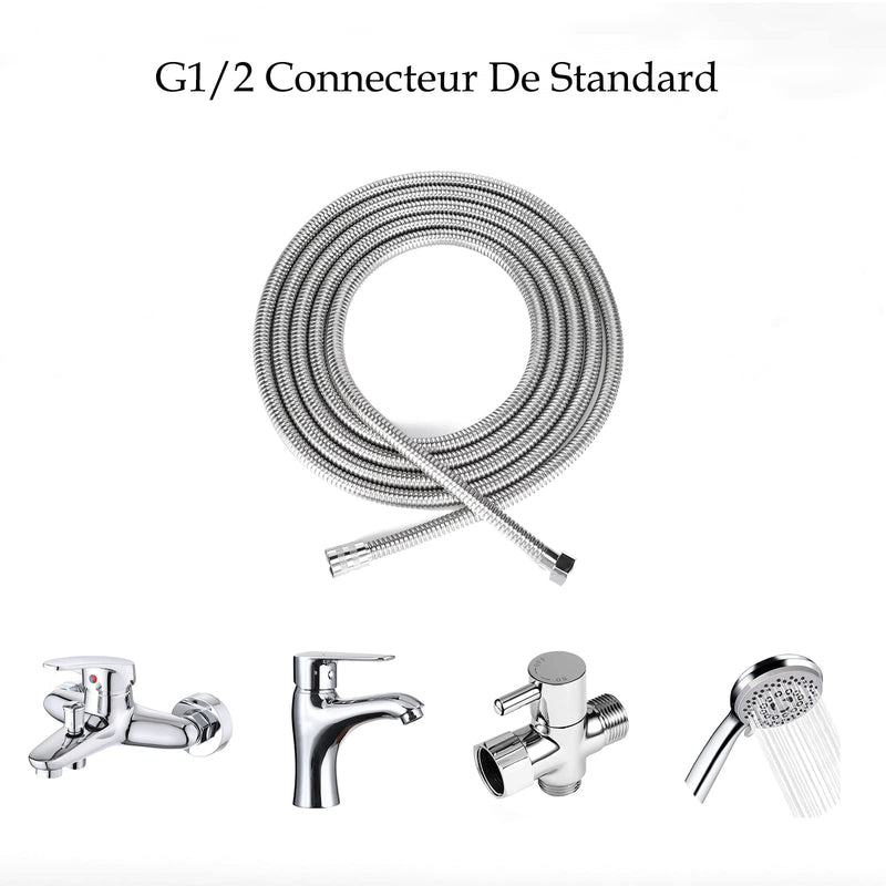 OIETON Extra Long Shower Hose 118 Inches , Flexible Stainless Steel Handheld Shower Hose, Anti-Explosion Anti-Kink Leakproof Hose, Universal Brass Connectors, Replacement Metal Extension Shower Hose - NewNest Australia