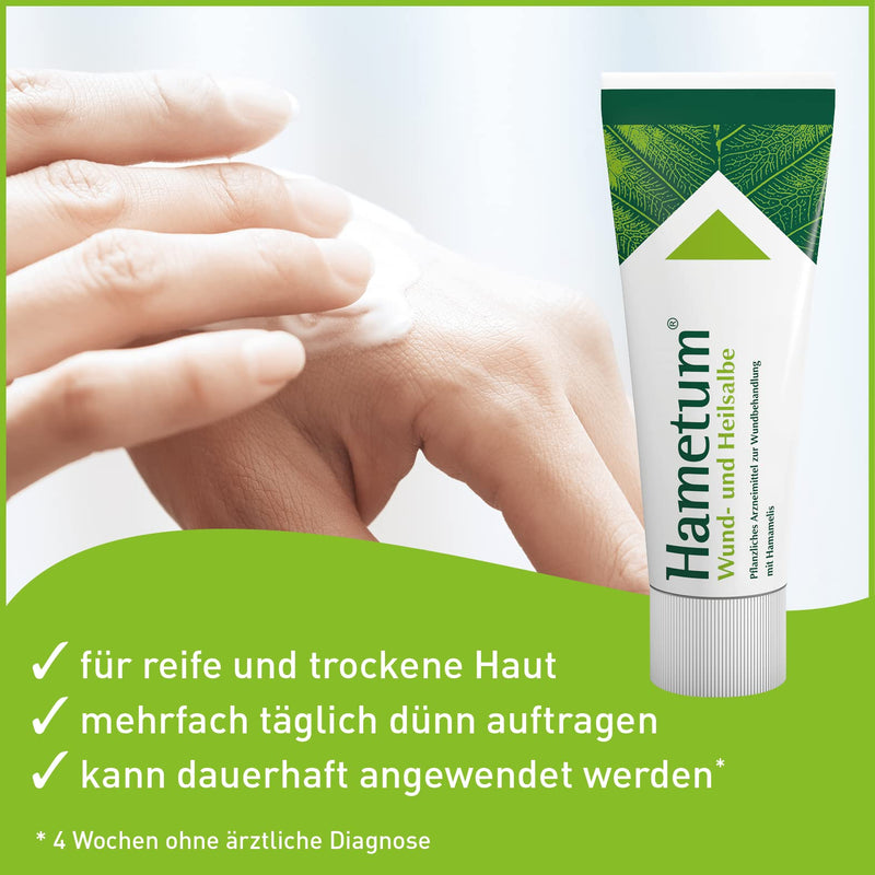 Hametum wound and healing ointment, 100 g, with witch hazel, for small injuries such as abrasions and cuts, promotes wound healing & inhibits inflammation, treatment of cracked and inflamed mature skin - NewNest Australia