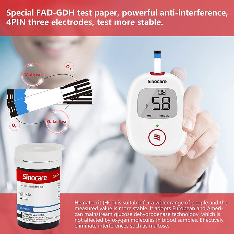 sinocare Blood Glucose Test Strips x100 & Lancing Devices x 100, Diabetic Strips Only for sinocare Safe AQ Smart Blood Glucose Monitor or Safe AQ Voice Blood Glucose Monitor Safe AQ Test Strips x 100 - NewNest Australia