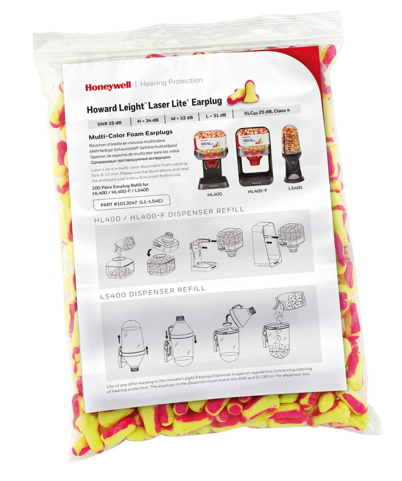 Howard Leight by Honeywell Laser-Lite Disposable Earplugs Refill Pack SNR 35 200 Pairs 0.01 Piece (Pack of 200) Single - NewNest Australia