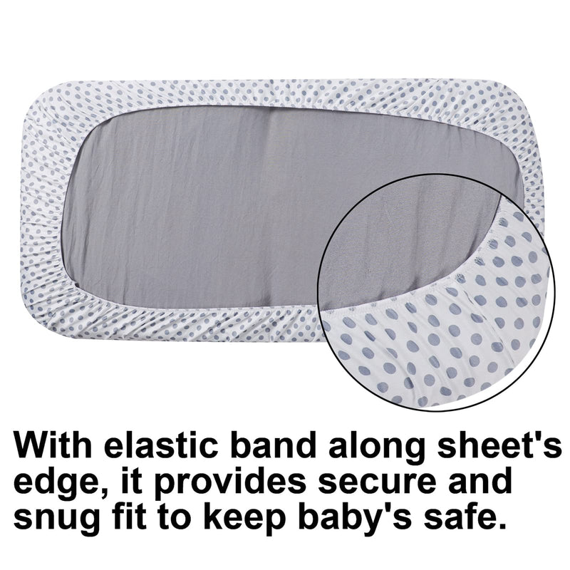 Bassinet Sheets 4 Pack for Baby Unisex, Stretchy Jersey Knitted Fitted Sheet Universal for Oval Rectangle and Hourglass Bassinet Mattress, White and Grey, Neutral for Baby Boy and Girl - NewNest Australia