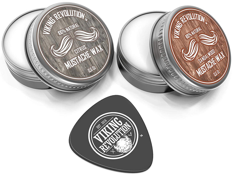Viking Revolution Mustache Wax, Pack of 2 - Beard & Mustache Wax for Men - Strong Hold Helps Tame & Style (Citrus & Sandalwood, Pack of 2) Sandalwood, Citrus - NewNest Australia