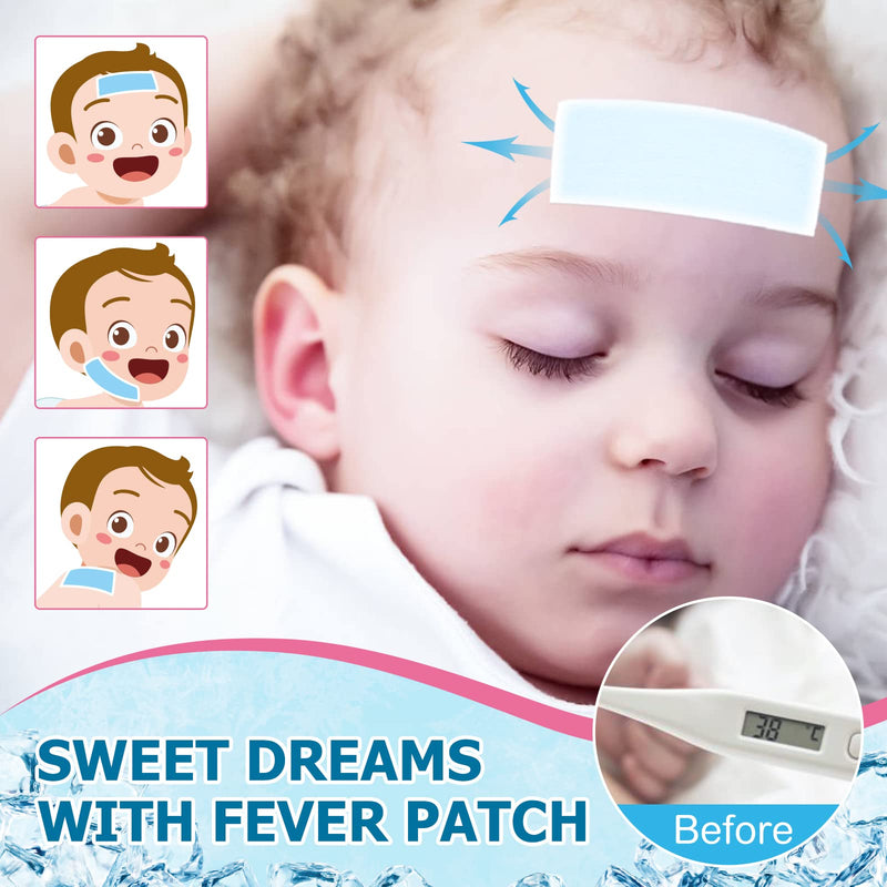 20 Sheets Fever Patches For Kids - Cooling Hot Weather Gel Patches For Adults - Headache Patches - Fever Cooling Pads For Forehead - Cooling And Pain Relieving - NewNest Australia
