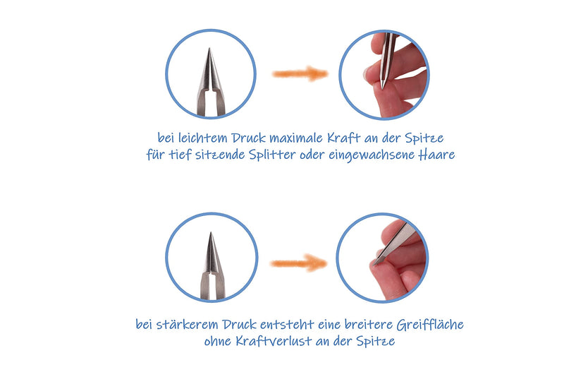 Faude combination tweezers - pointed tweezers for splinters, and eyebrow tweezers for ingrown and fine hairs in one (stainless steel). - NewNest Australia