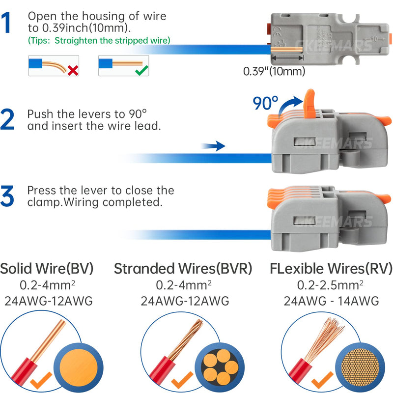 GKEEMARS 26Pcs Compact Splicing Connectors Wire Connectors Kit 2, 3 and 5 Circuit Inline Splices 24-12 AWG - NewNest Australia