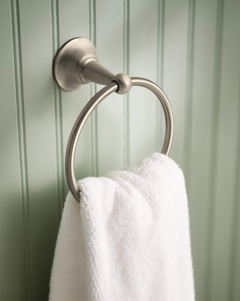 Moen DN6886BN Sage Single Post Bathroom Hand Towel Ring, Spot Resist Brushed Nickel - NewNest Australia