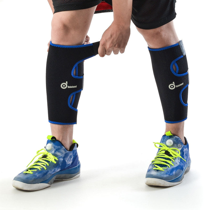 Odoland calf bandage muscle fiber tear, adjustable calf support, sports calf compression stockings without foot, calf compression, shins - 1 pair/blue - NewNest Australia