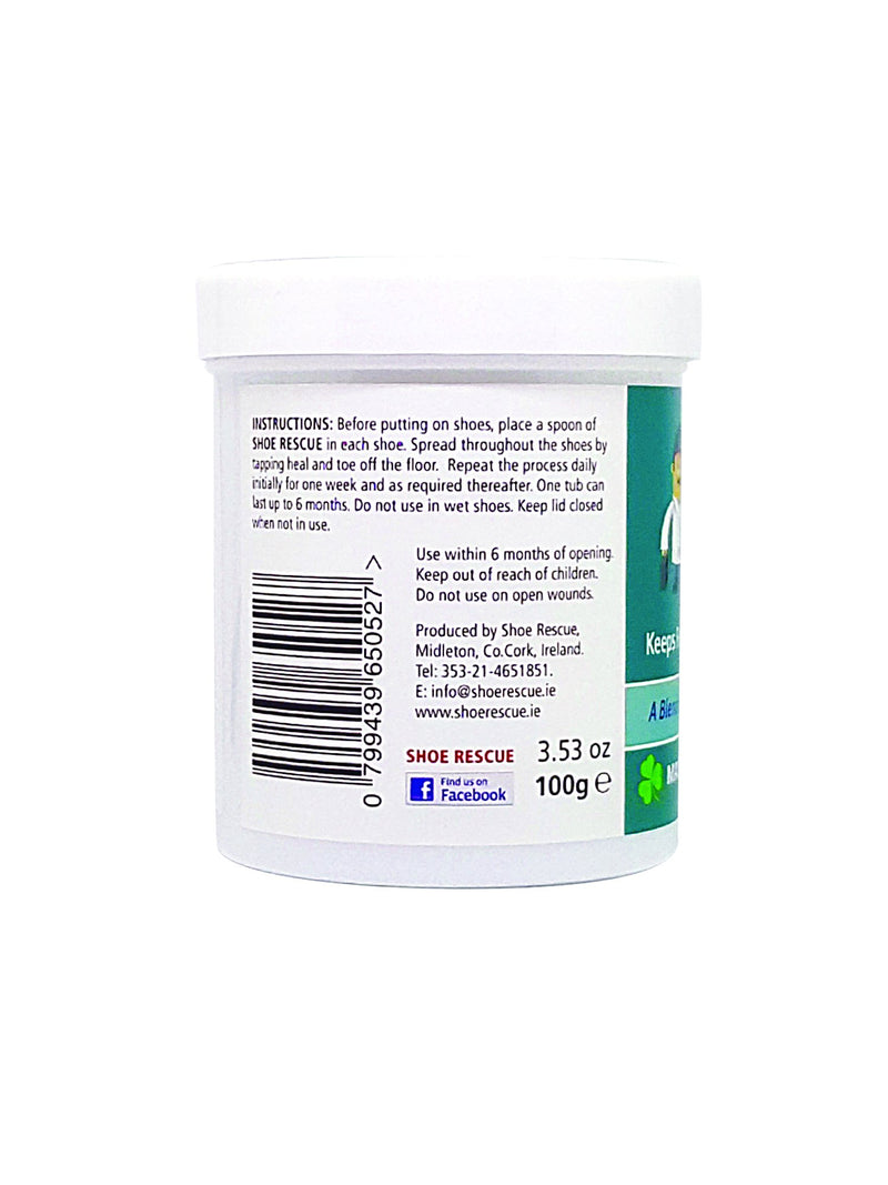 Shoe and foot powder 100g - Foot odour remover and eliminator - Developed by a registered podiatrist Shoe Rescue is a completely natural deodorant remedy to eliminate smelly shoes and feet - Contains beautiful essential oils Tea Tree Lavender and Peppe... - NewNest Australia