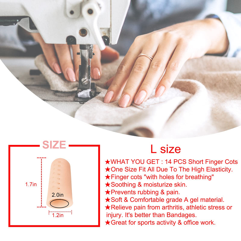 Gel Finger Cots (Breathable, Latex Free), Finger Protectors with Hole(14PCS), Silicone Finger Gloves, Finger Covers for Hand Eczema, Trigger Finger, Finger Cracking, Finger Arthritis, Reusable. - NewNest Australia
