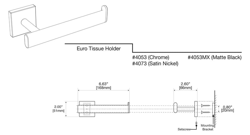 Gatco 4053MX Elevate Bathroom Single Post Euro Style Toilet Paper Holder, Matte Black - NewNest Australia