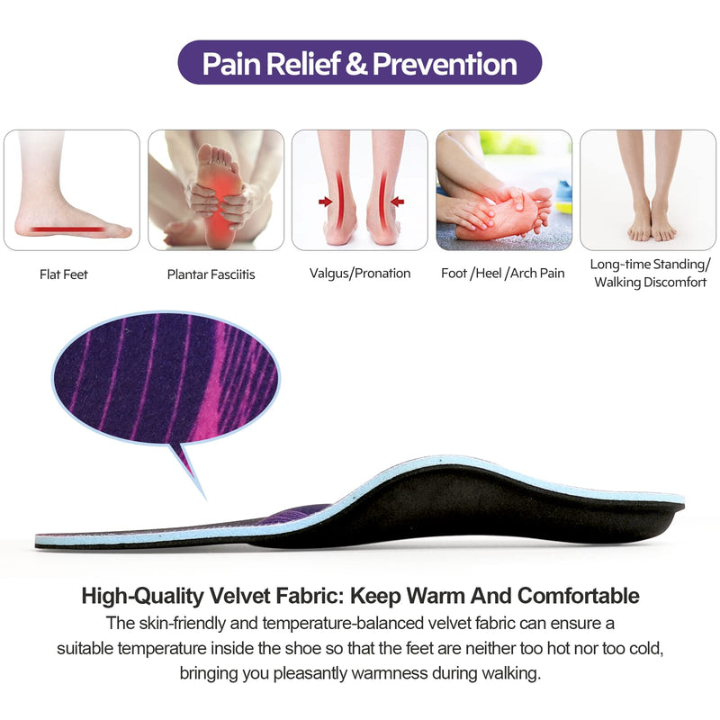 3ANGNI Arch Support Insole -Orthotic Inserts for Pain Relief Mild Flat Feet, Plantar Fasciitis, Metatarsalgia - Orthopedic Insoles for Valgus Pronation Men Women… UK-7-260MM High Arch With Metatarsal Black - NewNest Australia