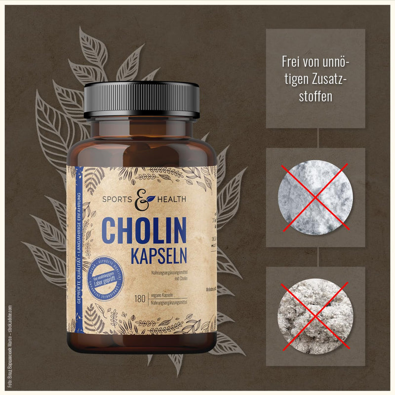 Choline capsules - high-dose choline capsules - 180 high-dose choline capsules - pure choline powder in capsules - choline - NewNest Australia