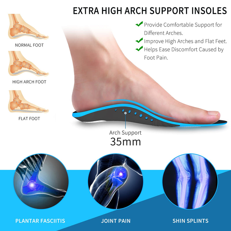 High Arch Support Insoles Women and Men QBK Orthotic Insoles for Plantar Fasciitis Shock Absorption Shoe Inserts for Walking Leisure Work Standing All Day and Relieve Heel Pain, L L: (Men 9-10.5) - NewNest Australia