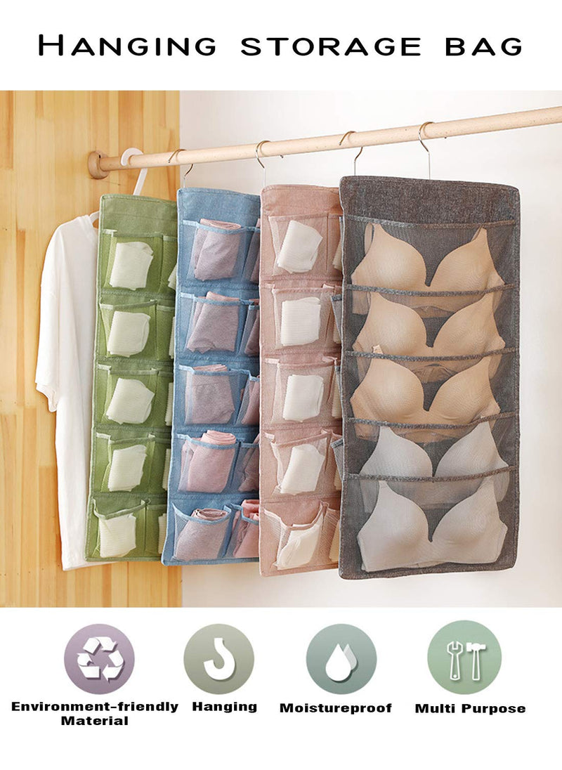 NewNest Australia - AARainbow Dual-Sided Hanging Closet Organizer with 20 Pockets for Underwear Stocking Toiletries Accessories Bra Dresser Panty Socks Drawers Home Basics (Gray, Normal) Gray 