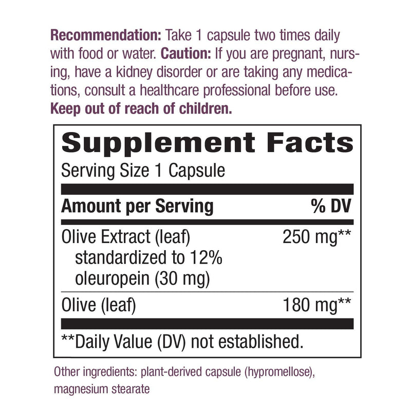 Nature's Way Olive Leaf, Premium Extract Supplement, 250 mg per serving, 60 Capsules - NewNest Australia