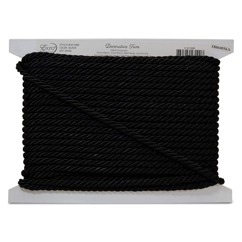 Expo International Rebekah 1/4" Twisted Cord Trim | Black| (20 Yard Cut) - NewNest Australia
